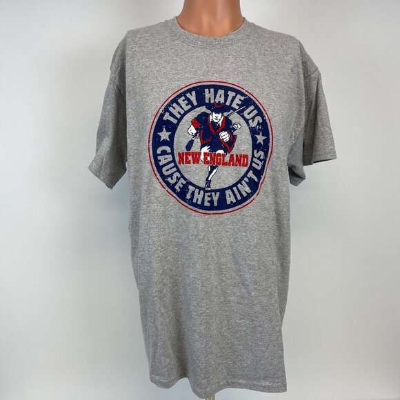 New England Patriots They Hate Us T Shirt Mens Size L Grey NFL Football - Picture 2 of 4